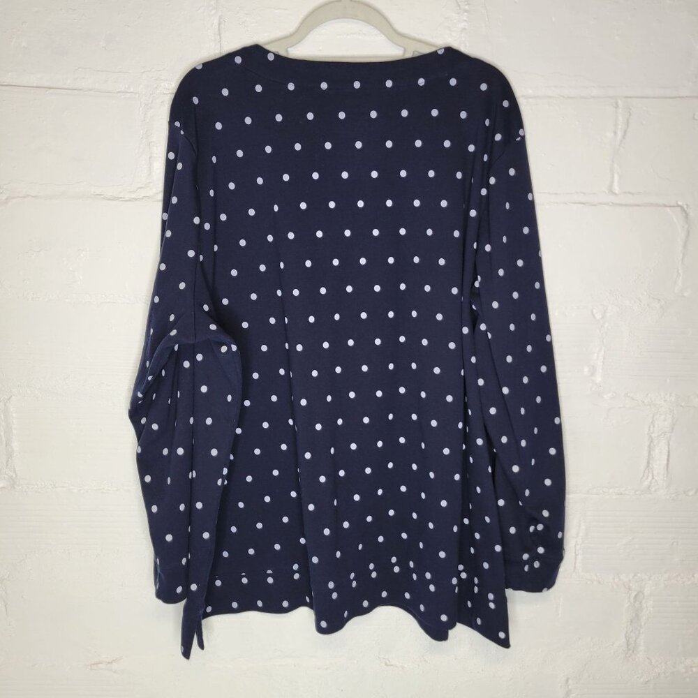 Croft & Barrow Women's Size 4X Shirt Top Extra Soft Blue Polka Dot - Picture 2 of 3